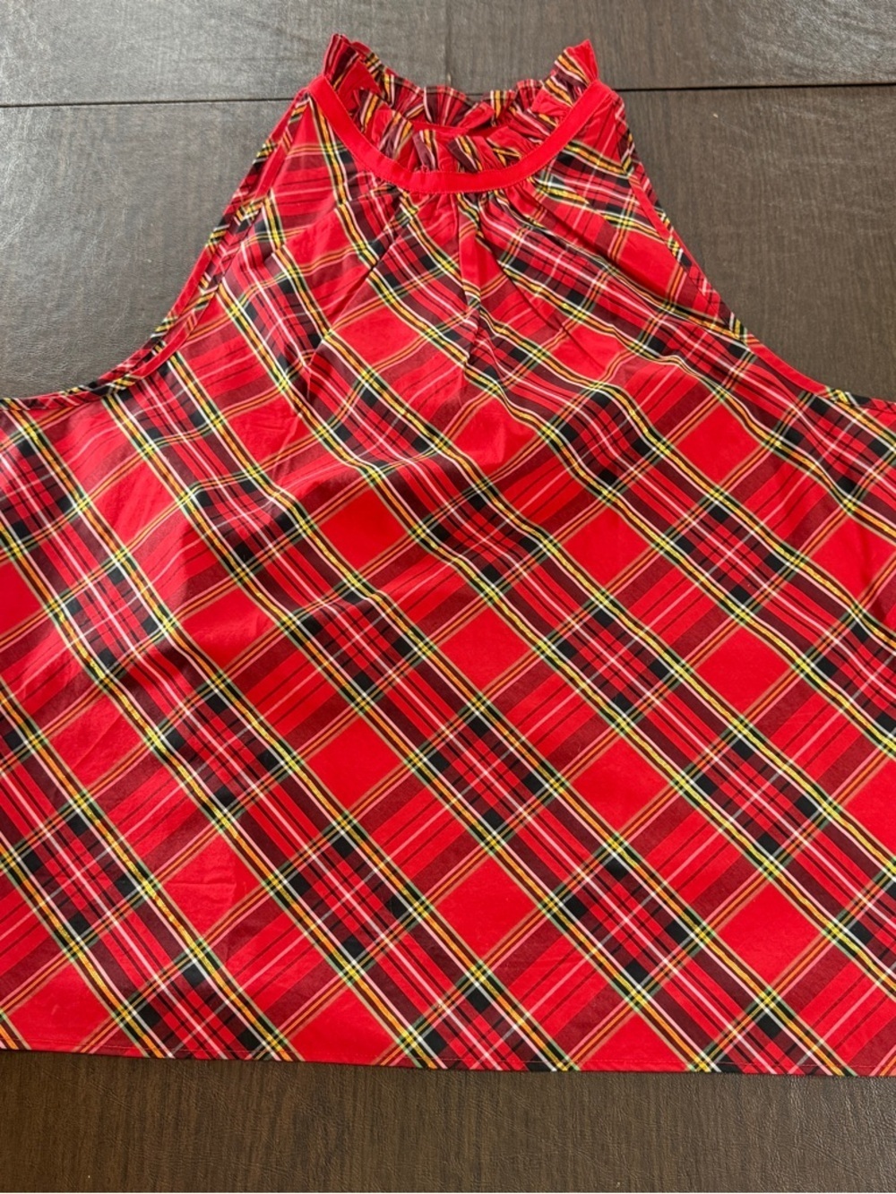 J Crew Red Plaid Halter Sleeveless Top Sz L NWT